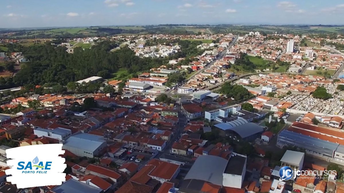 Concurso do Saae de Porto Feliz: vista aérea do município