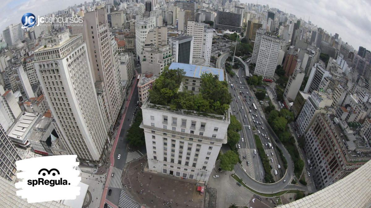 Concurso da SP Regula: vista aérea do Edifício Matarazzo, sede do governo municipal