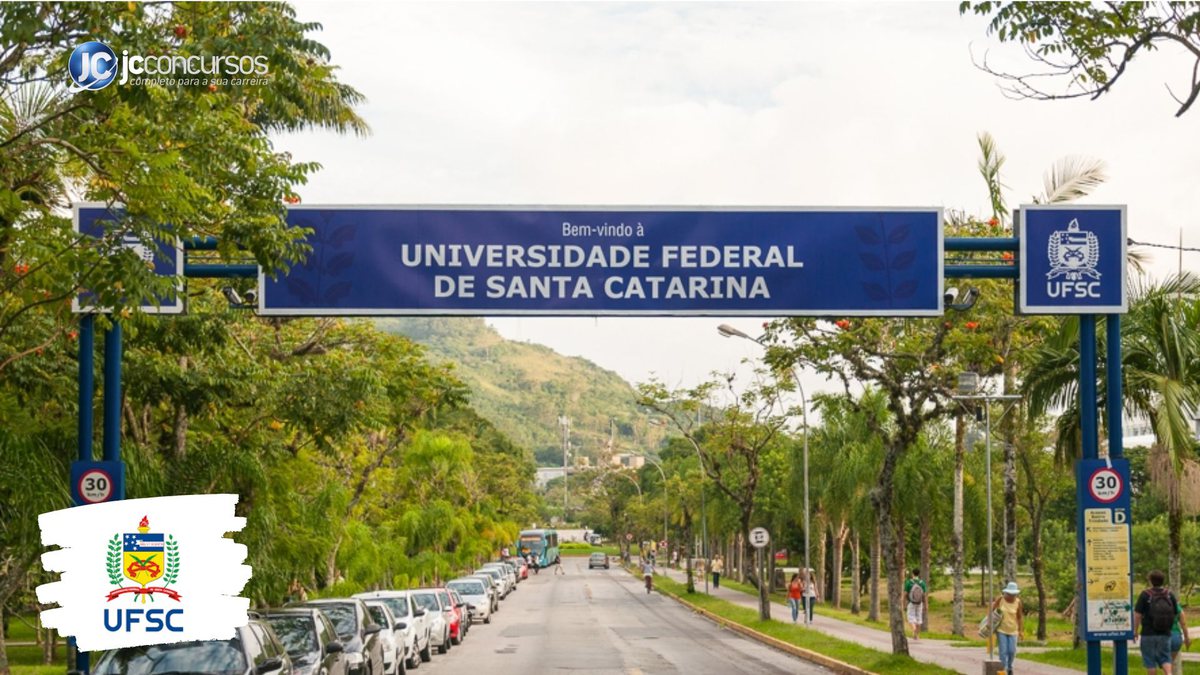 Concurso da UFSC: entrada do campus da instituição de ensino em Florianópolis