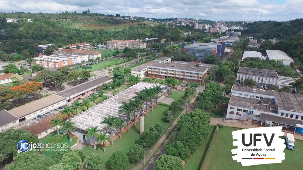 Concurso da UFV MG: vista aérea do campus de Viçosa