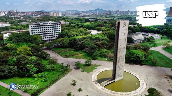 Concurso da USP: vista aérea da sede da Universidade de São Paulo, na capital - Foto: Divulgação