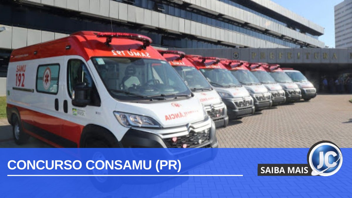 Concurso Consamu PR: ambulâncias no pátio