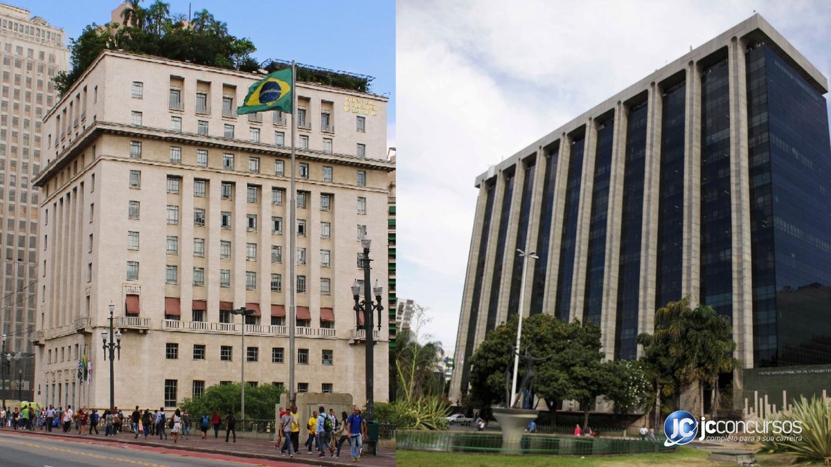 Montagem coloca lado a lado prédios das prefeituras de São Paulo (à esq.) e do Rio de Janeiro (à dir.)