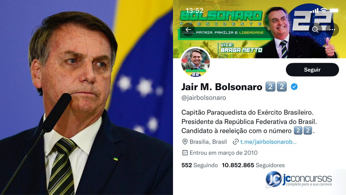 Ex-mandatário do país mantém nas redes sociais cargo de presidente da República - Reprodução/Twitter - Ex-presidente Jair Bolsonaro