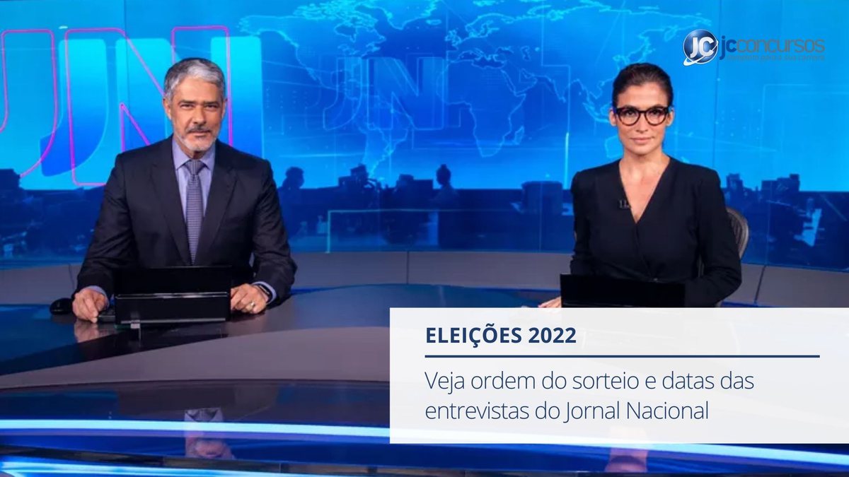 Veja a ordem dos sorteios e datas para as entrevistas do Jornal Nacional nas Eleições 2022