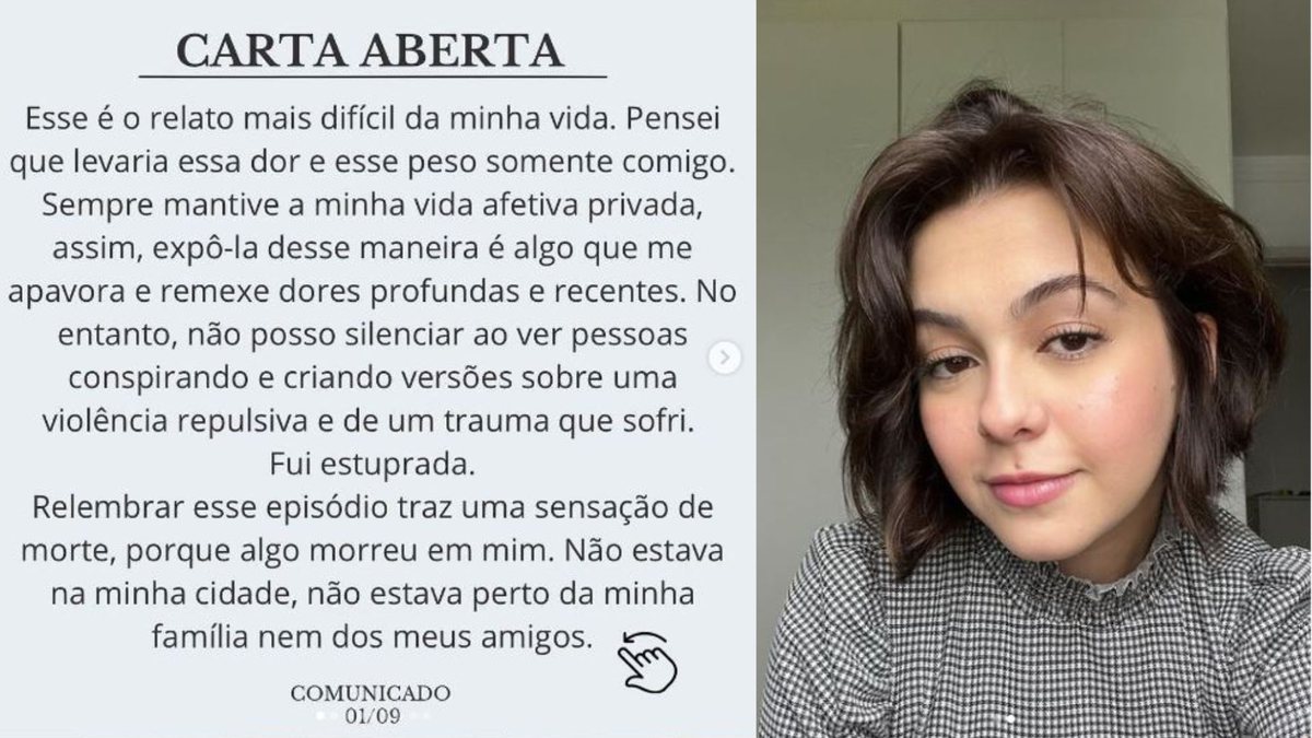 Klara Castanho publicada carta aberta em sua rede social