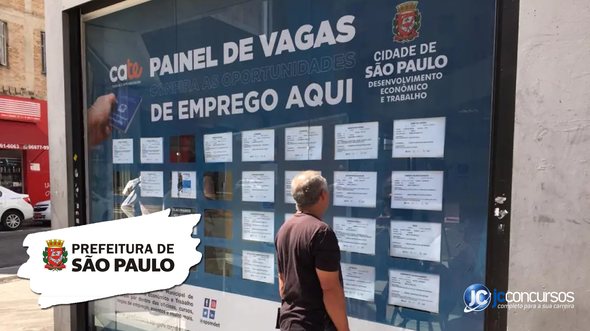 Mural de vagas do Centro de Apoio ao Trabalho e Empreendedorismo, da Prefeitura de São Paulo - Divulgação