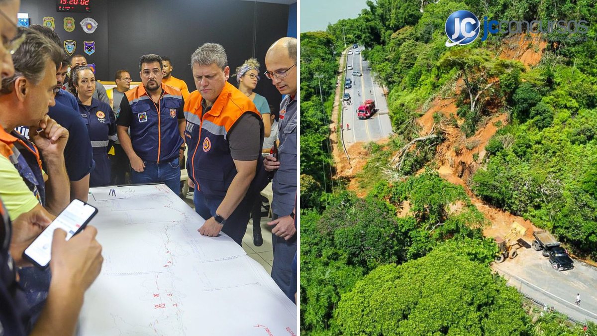 Reunião emergencial da tragédia no litoral norte de SP, com a participação do governador Tarcísio de Freitas
